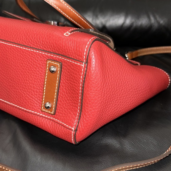 🔥🔥🔥Dooney & Bourke Red Leather Small Shopped Bag Satchel Crossbody Bag - Picture 8 of 14